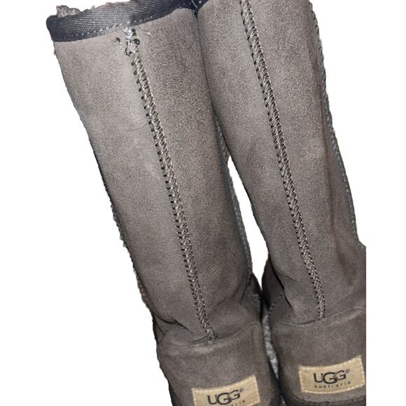 UGG Womens Classic Short Gray Suede Fur Lined Cozy Boots 5825 Size 6 - Picture 4 of 9